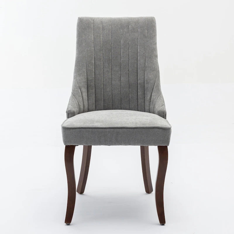 Lot de 2 chaises de salle à manger sans accoudoirs avec dossier haut, chaises d'appoint de cuisine rembourrées avec pieds incurvés en bois massif