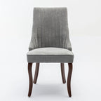 Lot de 2 chaises de salle à manger sans accoudoirs avec dossier haut, chaises d'appoint de cuisine rembourrées avec pieds incurvés en bois massif
