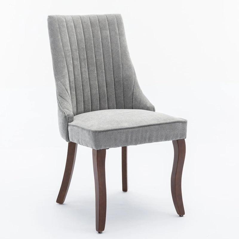 Lot de 2 chaises de salle à manger sans accoudoirs avec dossier haut, chaises d'appoint de cuisine rembourrées avec pieds incurvés en bois massif