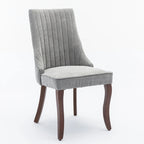 Lot de 2 chaises de salle à manger sans accoudoirs avec dossier haut, chaises d'appoint de cuisine rembourrées avec pieds incurvés en bois massif