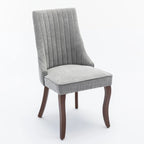 Lot de 2 chaises de salle à manger sans accoudoirs avec dossier haut, chaises d'appoint de cuisine rembourrées avec pieds incurvés en bois massif