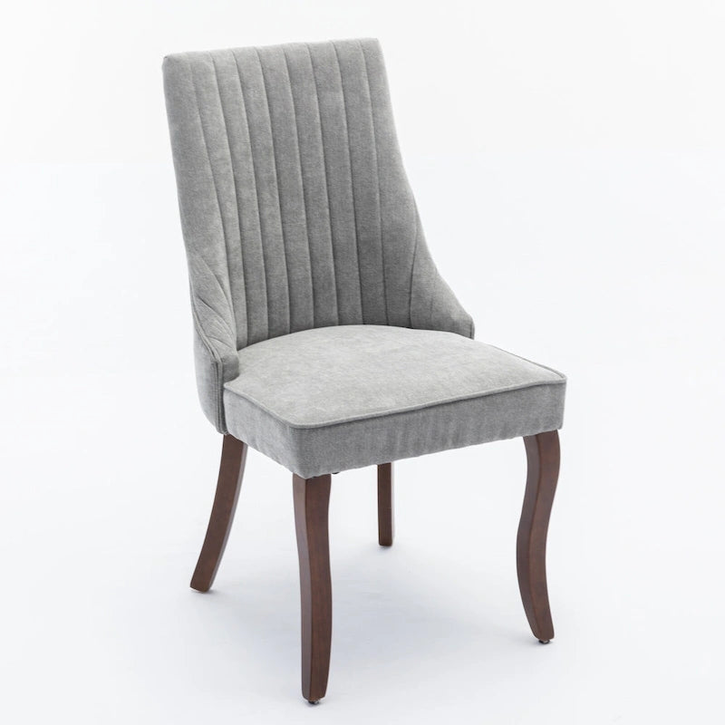 Lot de 2 chaises de salle à manger sans accoudoirs avec dossier haut, chaises d'appoint de cuisine rembourrées avec pieds incurvés en bois massif