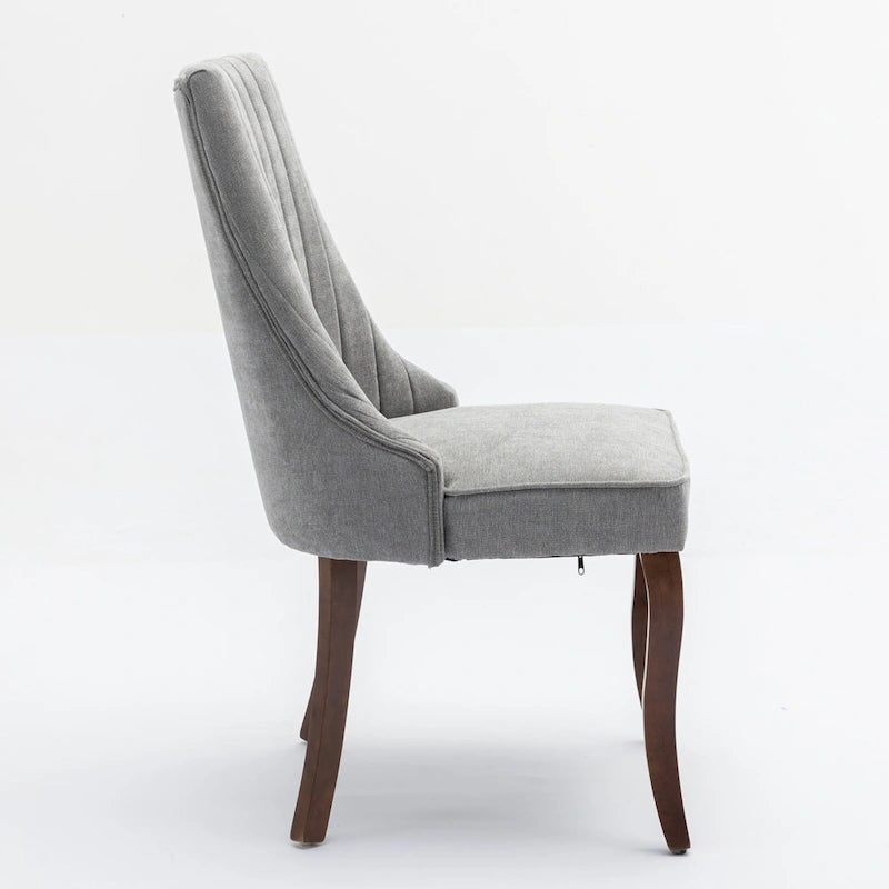 Lot de 2 chaises de salle à manger sans accoudoirs avec dossier haut, chaises d'appoint de cuisine rembourrées avec pieds incurvés en bois massif