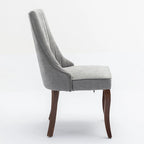 Lot de 2 chaises de salle à manger sans accoudoirs avec dossier haut, chaises d'appoint de cuisine rembourrées avec pieds incurvés en bois massif