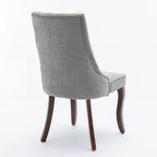 Lot de 2 chaises de salle à manger sans accoudoirs avec dossier haut, chaises d'appoint de cuisine rembourrées avec pieds incurvés en bois massif