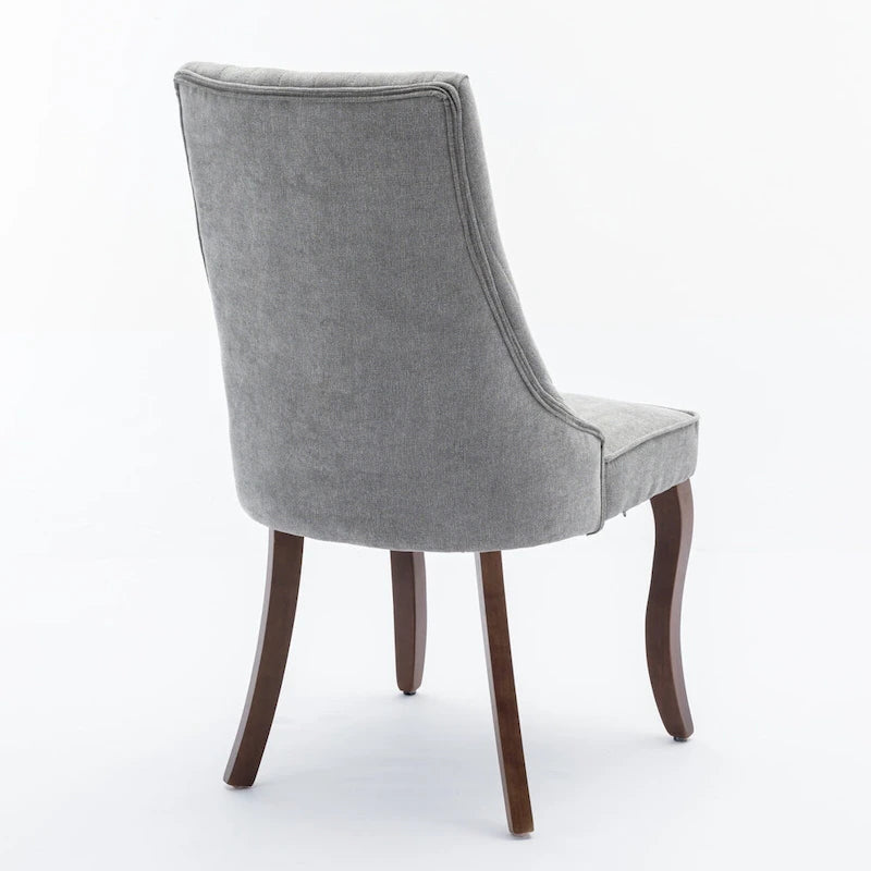 Lot de 2 chaises de salle à manger sans accoudoirs avec dossier haut, chaises d'appoint de cuisine rembourrées avec pieds incurvés en bois massif