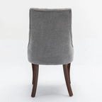 Lot de 2 chaises de salle à manger sans accoudoirs avec dossier haut, chaises d'appoint de cuisine rembourrées avec pieds incurvés en bois massif
