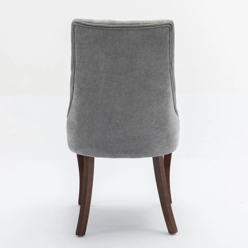 Lot de 2 chaises de salle à manger sans accoudoirs avec dossier haut, chaises d'appoint de cuisine rembourrées avec pieds incurvés en bois massif