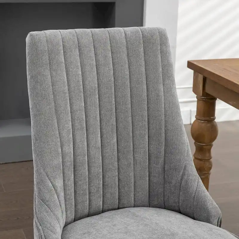 Lot de 2 chaises de salle à manger sans accoudoirs avec dossier haut, chaises d'appoint de cuisine rembourrées avec pieds incurvés en bois massif
