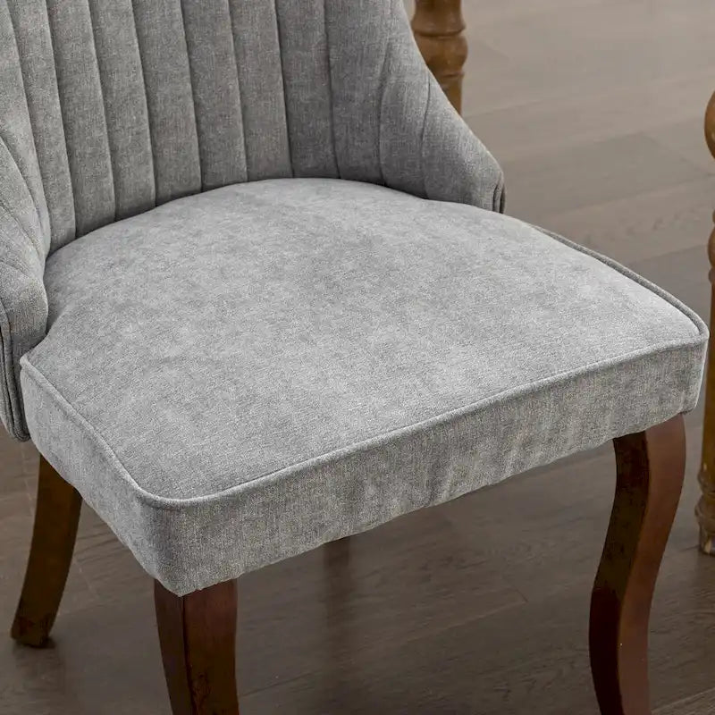 Lot de 2 chaises de salle à manger sans accoudoirs avec dossier haut, chaises d'appoint de cuisine rembourrées avec pieds incurvés en bois massif