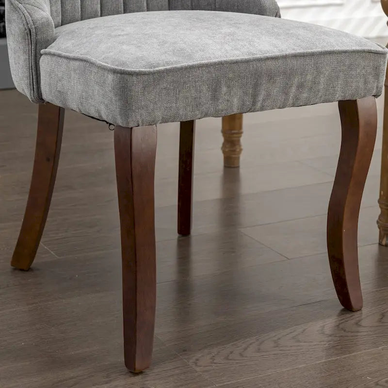 Lot de 2 chaises de salle à manger sans accoudoirs avec dossier haut, chaises d'appoint de cuisine rembourrées avec pieds incurvés en bois massif