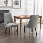 Lot de 2 chaises de salle à manger sans accoudoirs avec dossier haut, chaises d'appoint de cuisine rembourrées avec pieds incurvés en bois massif