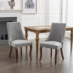 Lot de 2 chaises de salle à manger sans accoudoirs avec dossier haut, chaises d'appoint de cuisine rembourrées avec pieds incurvés en bois massif