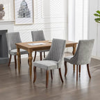 Lot de 2 chaises de salle à manger sans accoudoirs avec dossier haut, chaises d'appoint de cuisine rembourrées avec pieds incurvés en bois massif