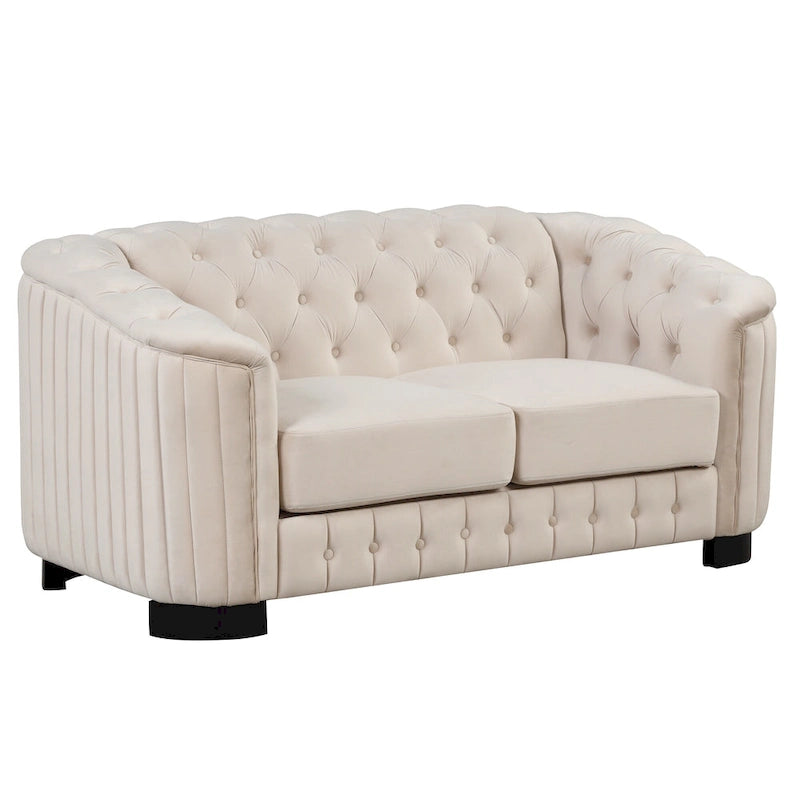 64.3 Canapé deux places en velours, canapé deux places moderne avec coussin d'assise épais amovible, canapé deux places pour 2 personnes