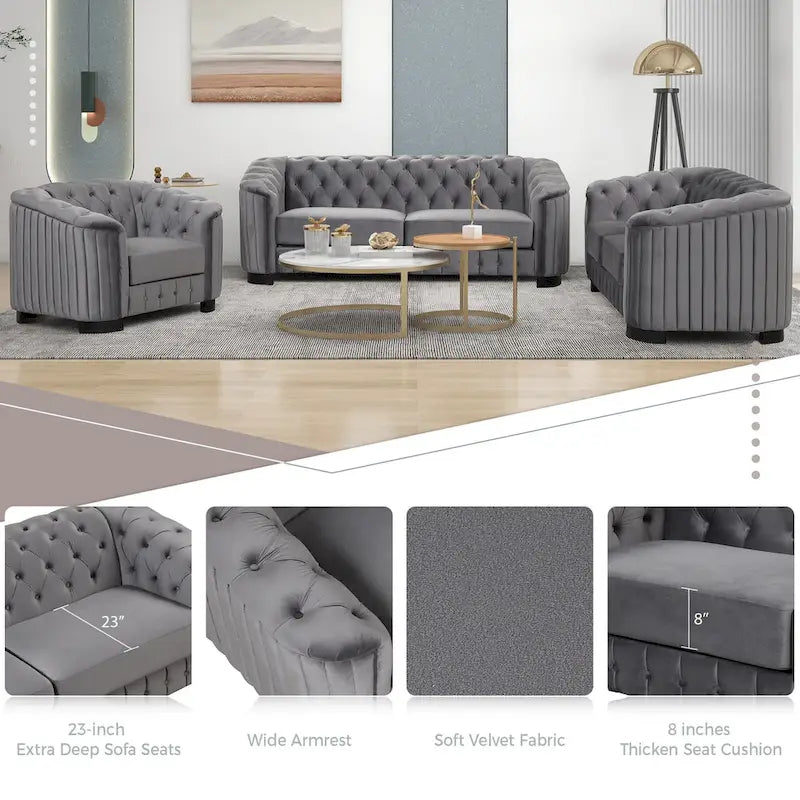 64.3 Canapé deux places en velours, canapé deux places moderne avec coussin d'assise épais amovible, canapé deux places pour 2 personnes