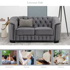 64.3 Canapé deux places en velours, canapé deux places moderne avec coussin d'assise épais amovible, canapé deux places pour 2 personnes