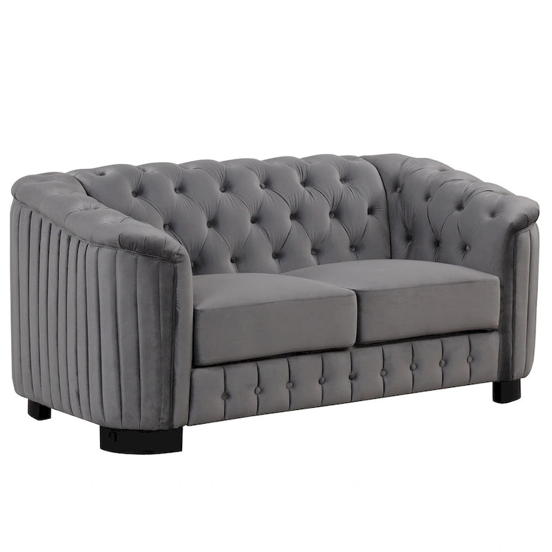 64.3 Canapé deux places en velours, canapé deux places moderne avec coussin d'assise épais amovible, canapé deux places pour 2 personnes