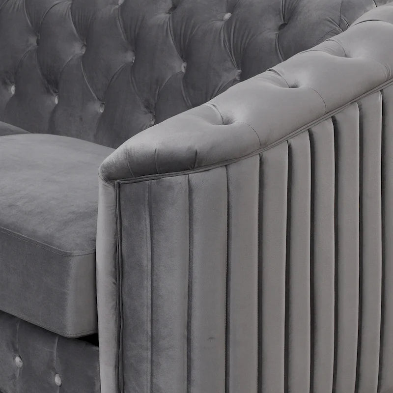 64.3 Canapé deux places en velours, canapé deux places moderne avec coussin d'assise épais amovible, canapé deux places pour 2 personnes