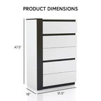 Ensemble de chambre à coucher 3 pièces en bois blanc - Lit, commode et table de chevet modernes