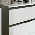 Ensemble de chambre à coucher 3 pièces en bois blanc - Lit, commode et table de chevet modernes