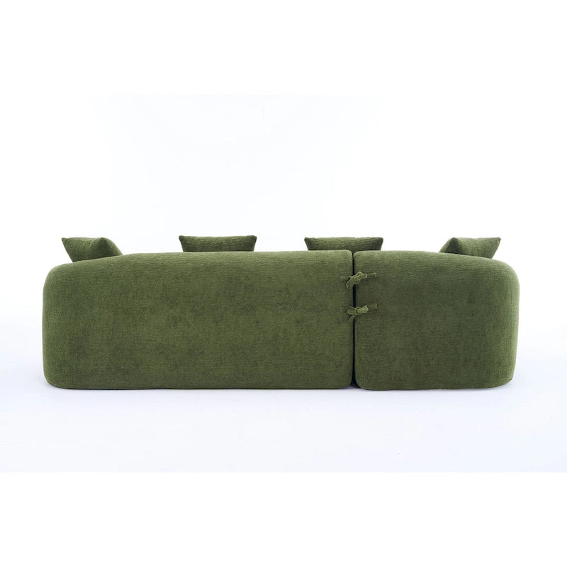 Canapé d'angle 3 places en chenille 98,4 avec méridienne et 4 oreillers