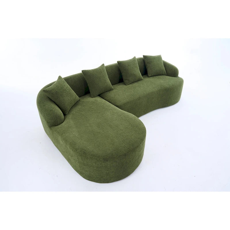 Canapé d'angle 3 places en chenille 98,4 avec méridienne et 4 oreillers