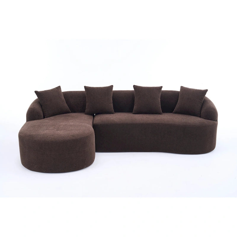 Canapé d'angle 3 places en chenille 98,4 avec méridienne et 4 oreillers