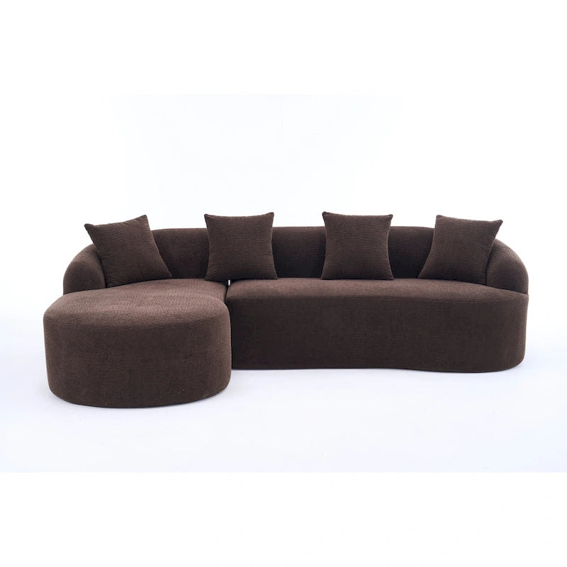 Canapé d'angle 3 places en chenille 98,4 avec méridienne et 4 oreillers