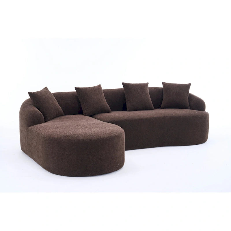 Canapé d'angle 3 places en chenille 98,4 avec méridienne et 4 oreillers