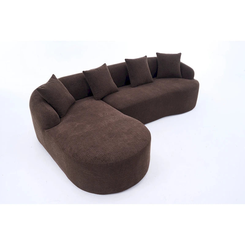 Canapé d'angle 3 places en chenille 98,4 avec méridienne et 4 oreillers