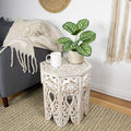 Table d'appoint octogonale sculptée 18 blanc antique et or brossé