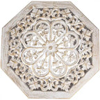 Table d'appoint octogonale sculptée 18 blanc antique et or brossé