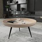 Table basse ronde de 30 po avec plateau amovible – Bois de manguier blanc lavé fait à la main