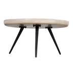 Table basse ronde de 30 po avec plateau amovible – Bois de manguier blanc lavé fait à la main