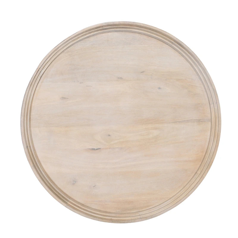Table basse ronde de 30 po avec plateau amovible – Bois de manguier blanc lavé fait à la main