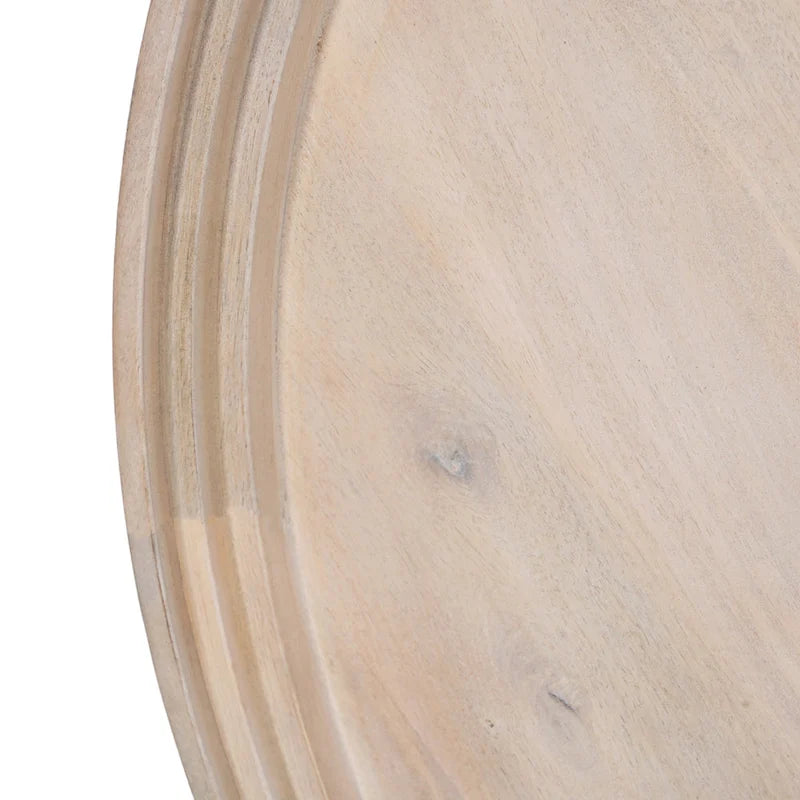 Table basse ronde de 30 po avec plateau amovible – Bois de manguier blanc lavé fait à la main