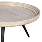 Table basse ronde de 30 po avec plateau amovible – Bois de manguier blanc lavé fait à la main
