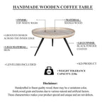 Table basse ronde de 30 po avec plateau amovible – Bois de manguier blanc lavé fait à la main