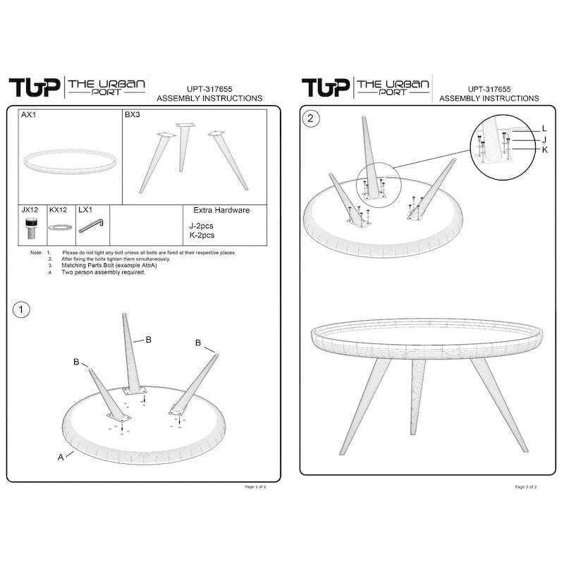 Table basse ronde de 30 po avec plateau amovible – Bois de manguier blanc lavé fait à la main