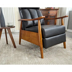 Fauteuil inclinable en similicuir, Fauteuil d'appoint en bois massif pour salon