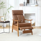 Fauteuil inclinable en similicuir, Fauteuil d'appoint en bois massif pour salon