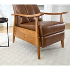 Fauteuil inclinable en similicuir, Fauteuil d'appoint en bois massif pour salon
