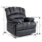 Fauteuil inclinable manuel surdimensionné en tissu pour salon, réglable, avec levier latéral