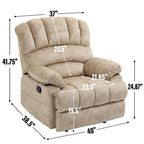 Fauteuil inclinable manuel surdimensionné en tissu pour salon, réglable, avec levier latéral