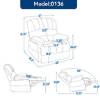 Fauteuil inclinable manuel surdimensionné en tissu pour salon, réglable, avec levier latéral