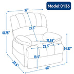 Fauteuil inclinable manuel surdimensionné en tissu pour salon, réglable, avec levier latéral