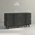 Buffet enfilade moderne cannelé de 140 cm avec poignées dorées et 5 pieds