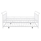Lit de repos en métal avec tête de lit en forme de maison et lit gigogne double – Cadre de lit pour chambre d'enfants
