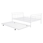 Lit de repos en métal avec tête de lit en forme de maison et lit gigogne double – Cadre de lit pour chambre d'enfants